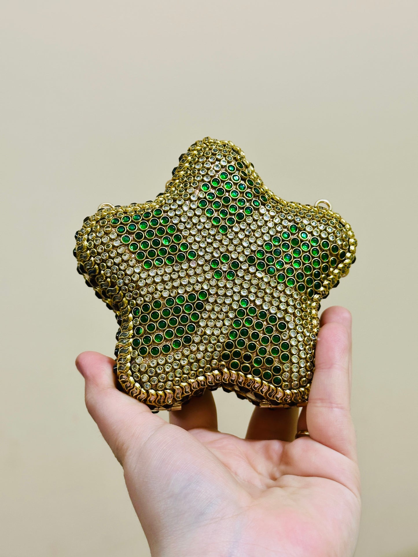 Star green luxe clutch kundan