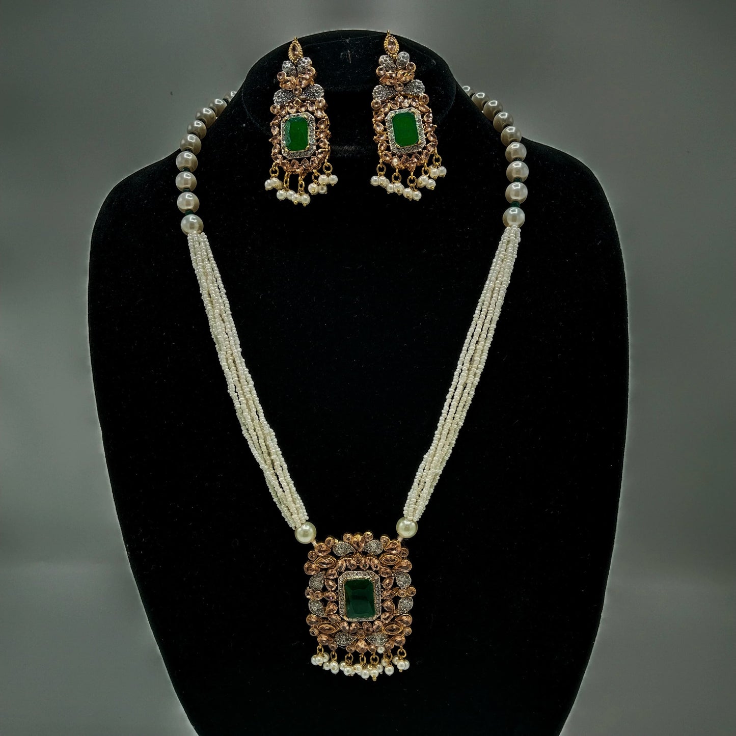 Green Gold plated high quality mala set