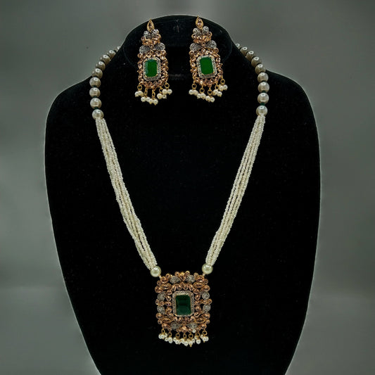 Green Gold plated high quality mala set