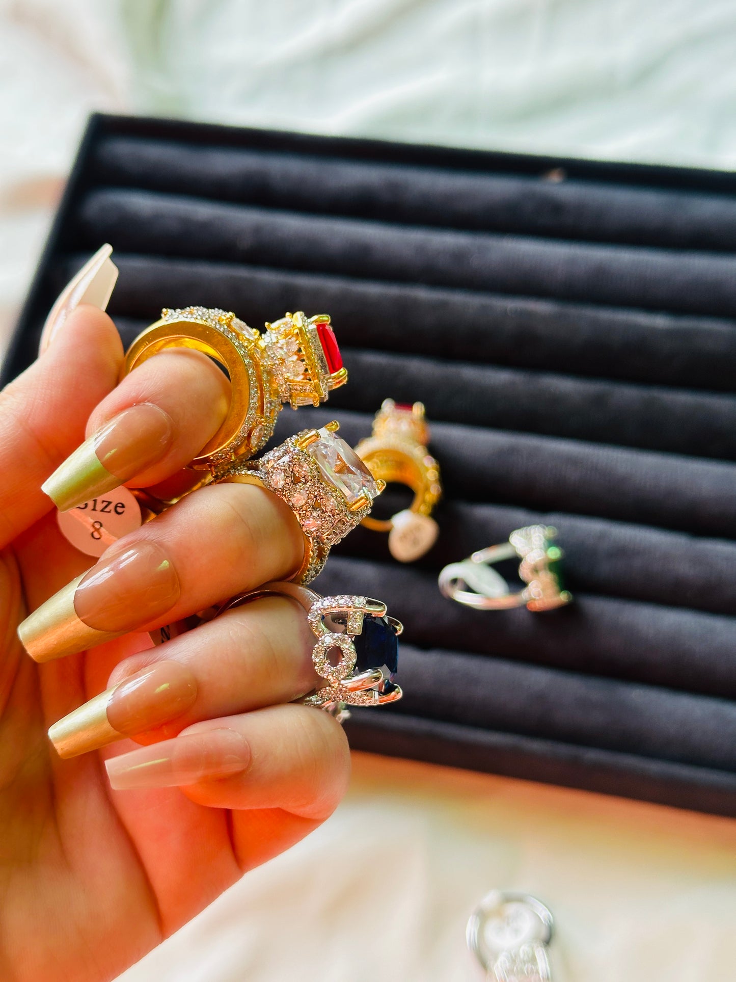 Red stone  rings premium quality  two size available (7,9)