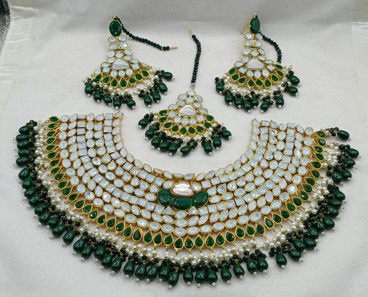 Farshi kundan green bridal set  (order 2 weeks before your event ) or ask us in dm