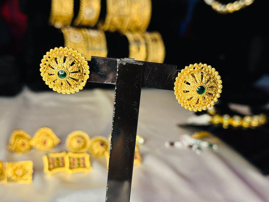 Green golden studs
