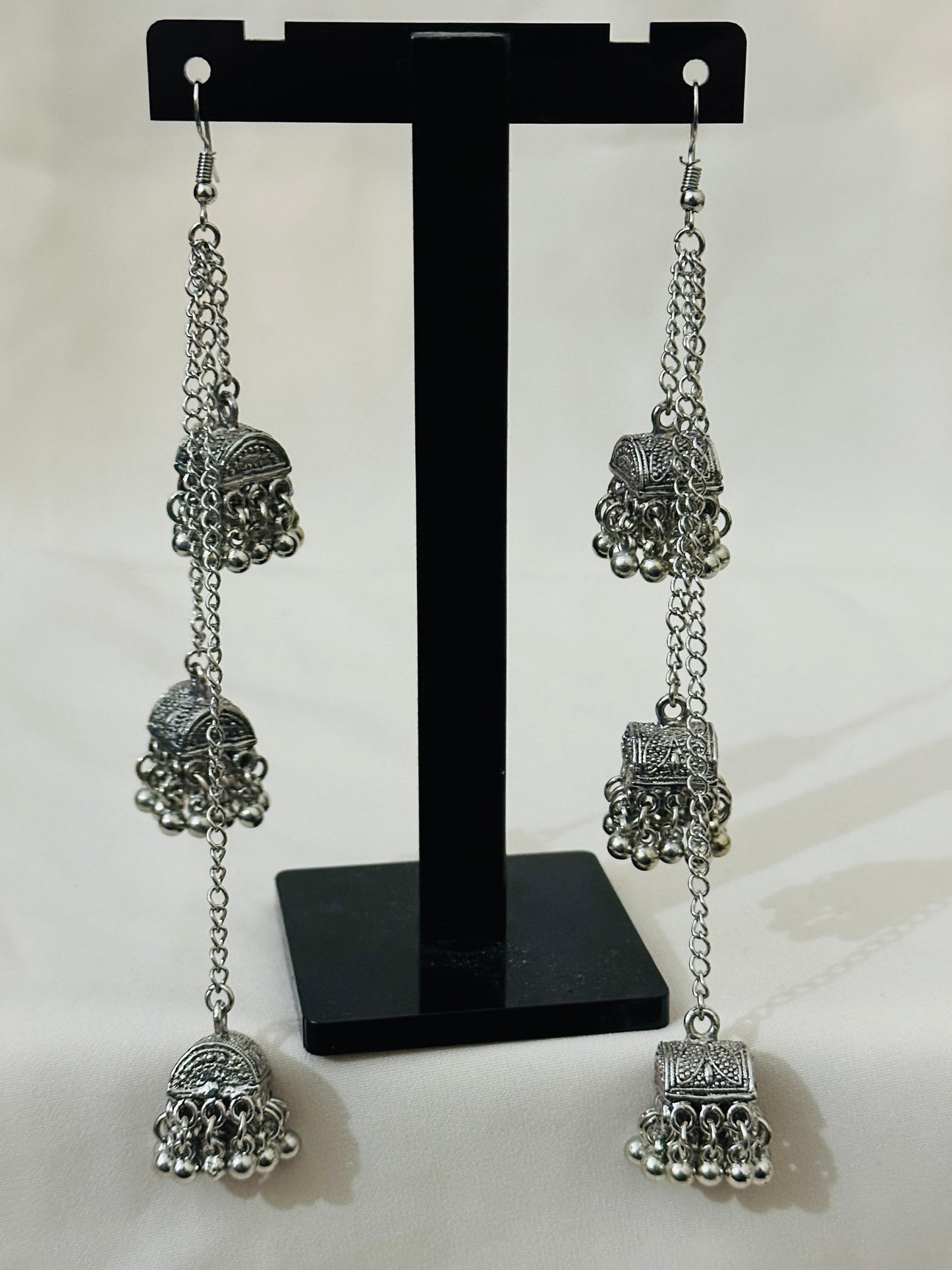 Silver long earrings