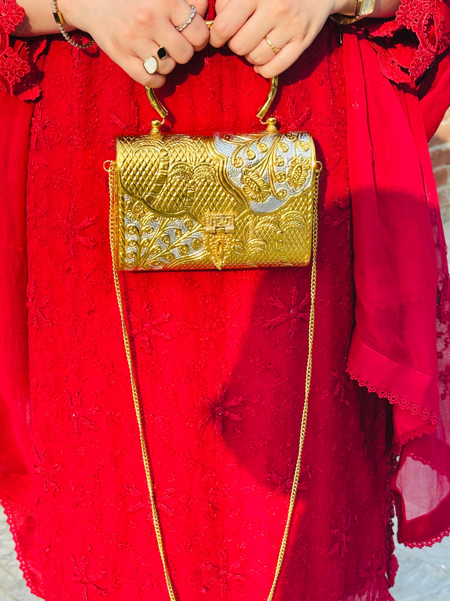 Golden brass hand purse (premium quality )