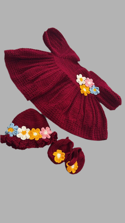 Red frock crochet with pajama / sweater