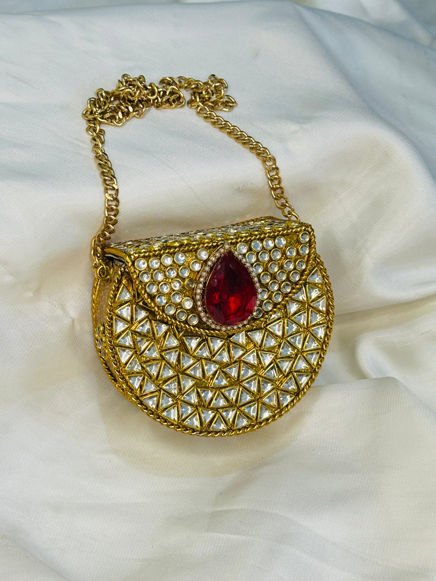 Golden RED STONE MINI CLUTCH