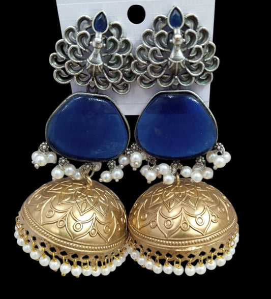 Heavy / royal blue silver combo earrings