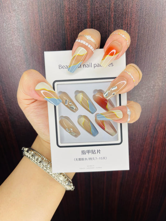 Nail 109 (24 nail set )(free application kit )