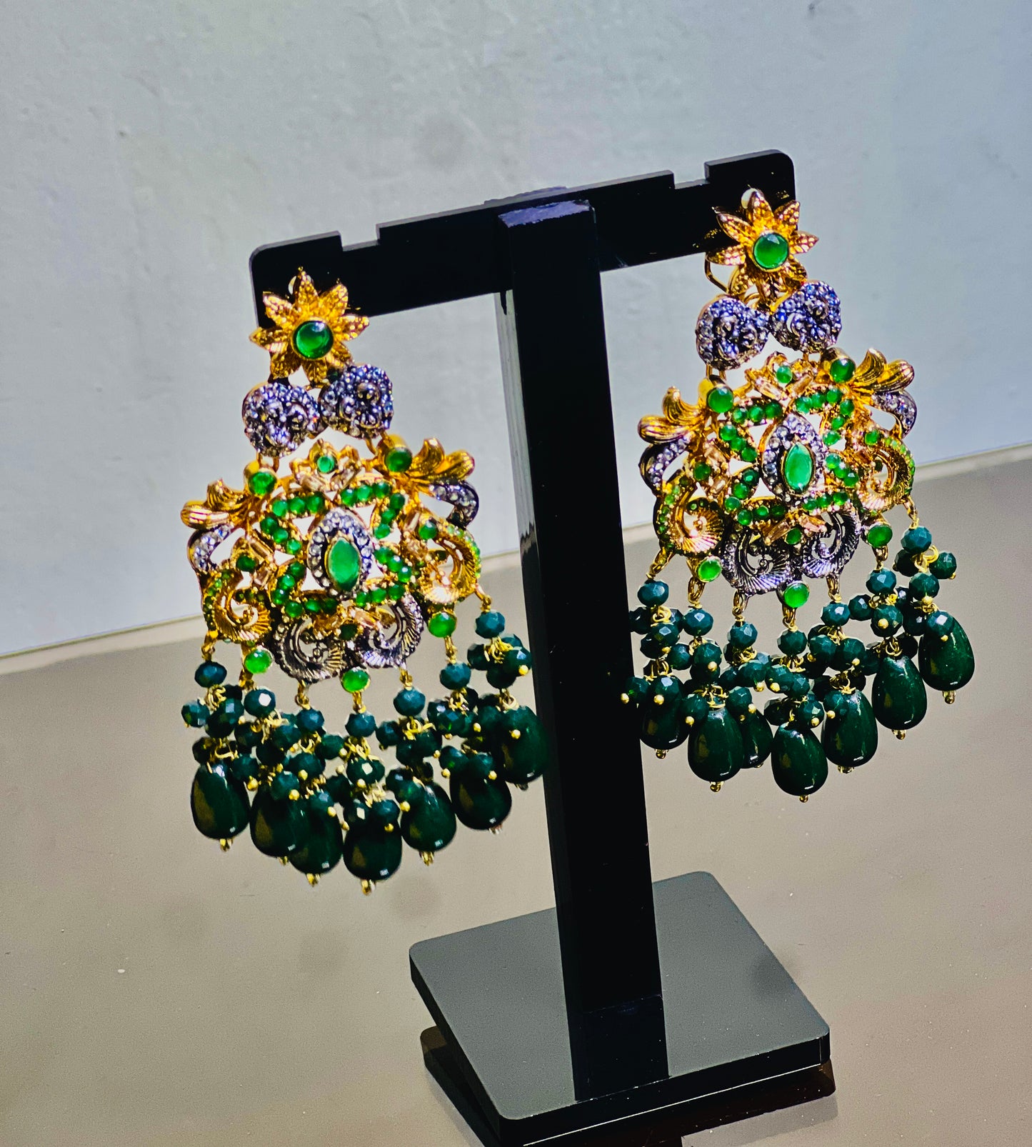 Regal Emerald Chandelier Earrings