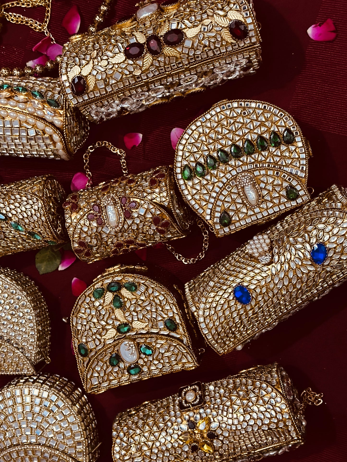 Blue kundan stone clutch❣️