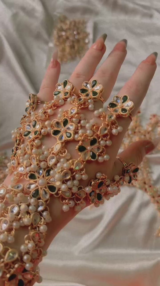 Red colour hand cover rings bracelet