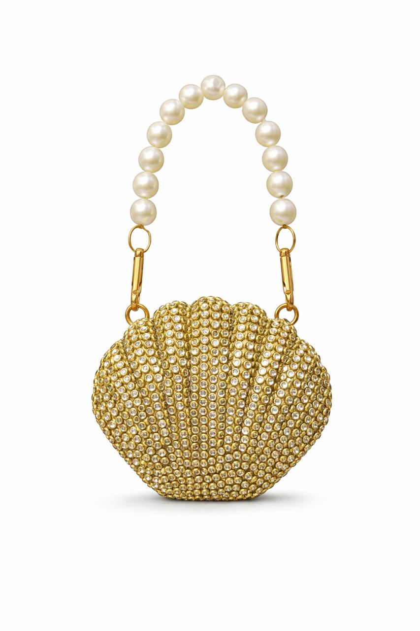 GOLD Crystal SHELL CLUTCH
