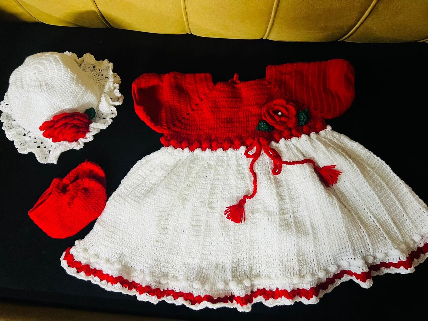 Red crochet frock
