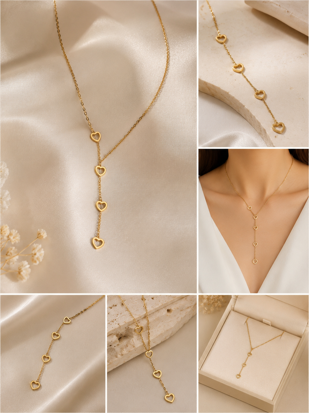 Luna Hearts Drop Necklace