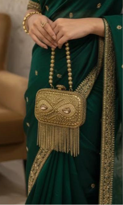 Clutch golden double design with chain