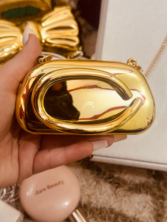 Mini marble golden clutch
