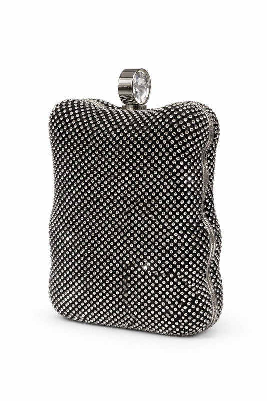 Black stone clutch large size