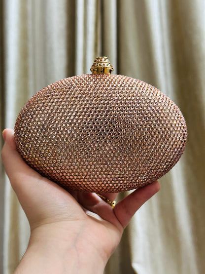 Luxe Crystal Oval Clutch
