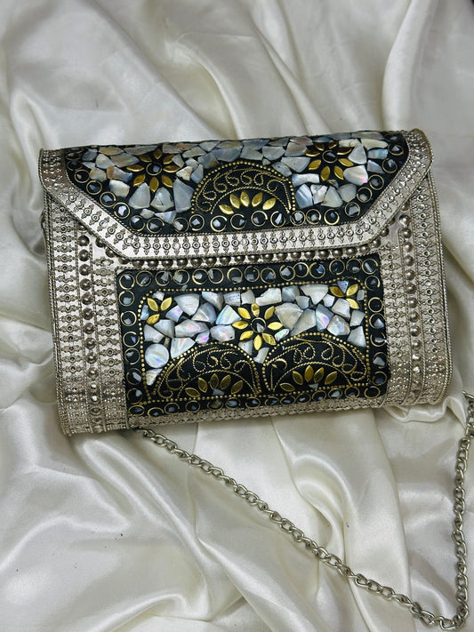 Silver Radiance Mosaic Clutch