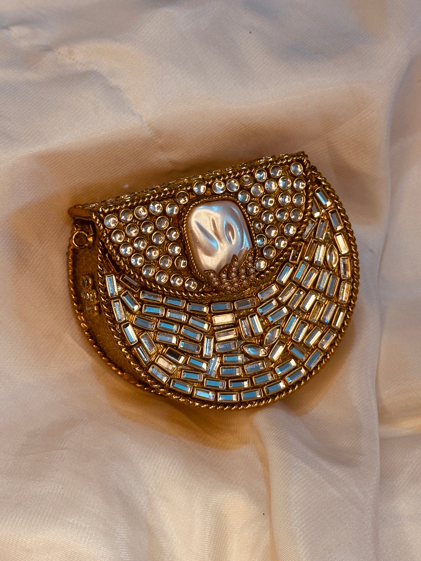 Golden white stone clutch  mini