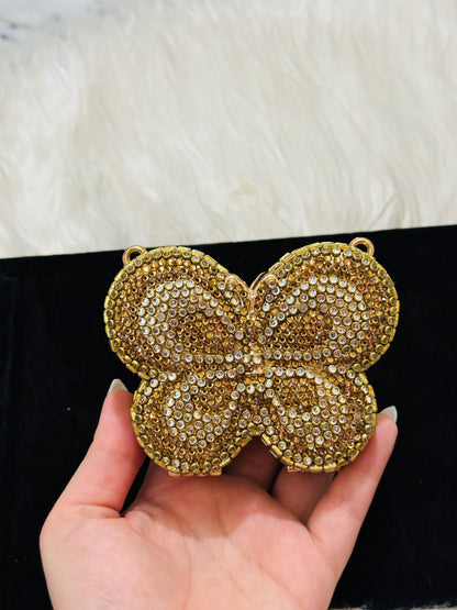 Glam Bloom butterfly Clutch( with pearl chain)