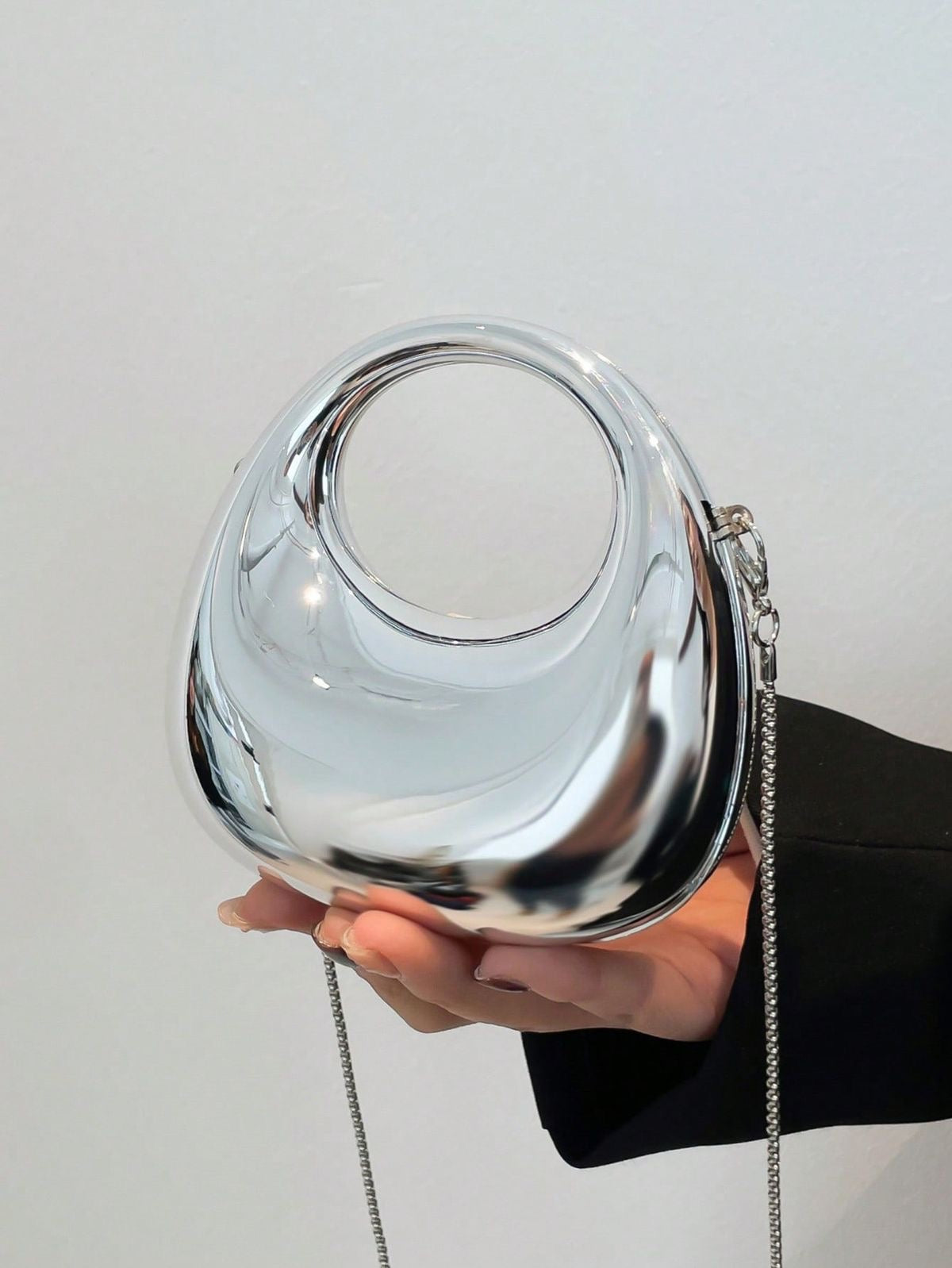 Silver mini clutch