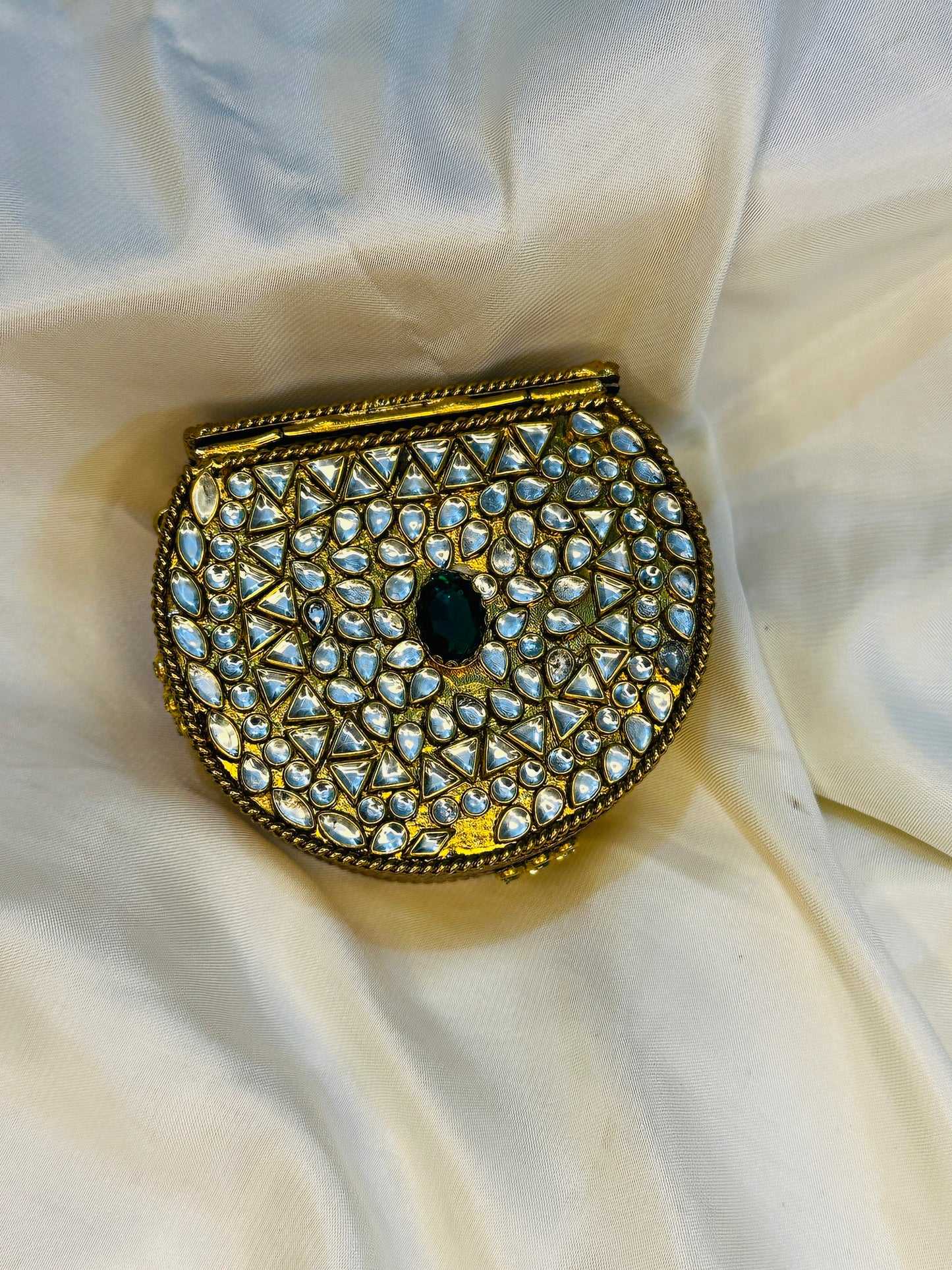 Golden kundan mini clutch