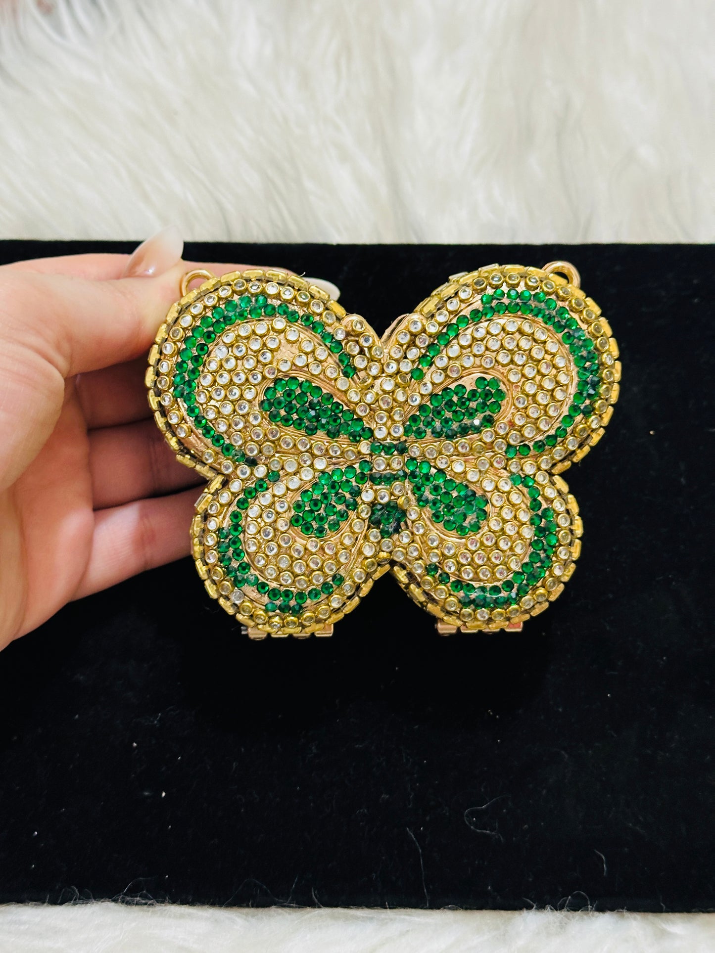 Glam Bloom butterfly Clutch( with pearl chain)