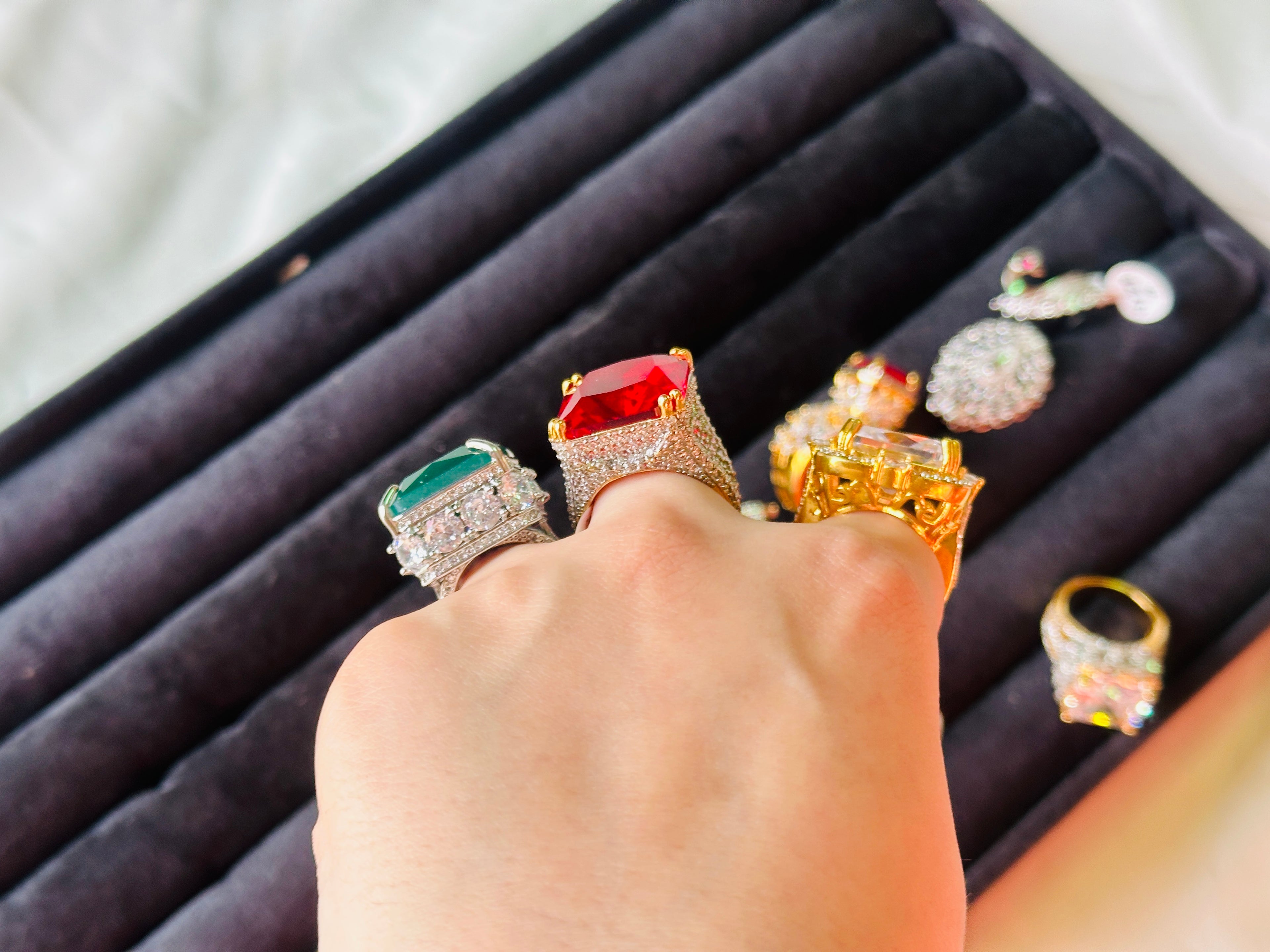 Red rings ( silver ) ( size 8 available)