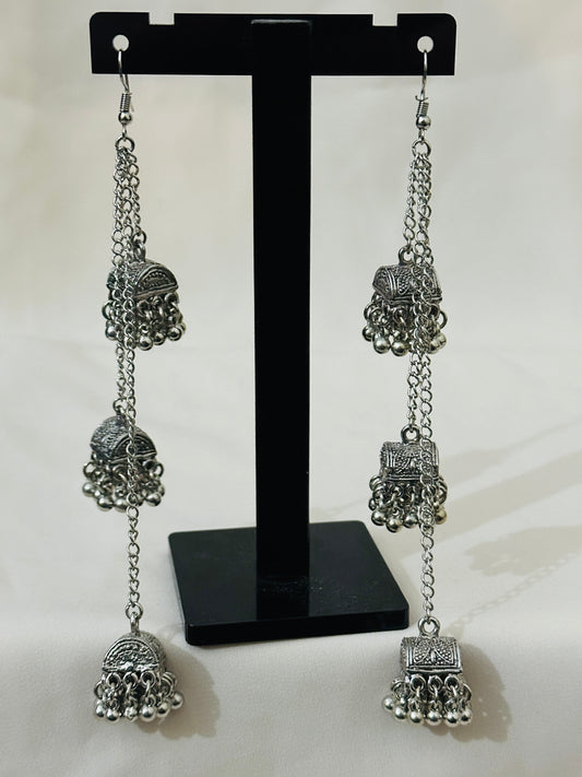 Silver long earrings