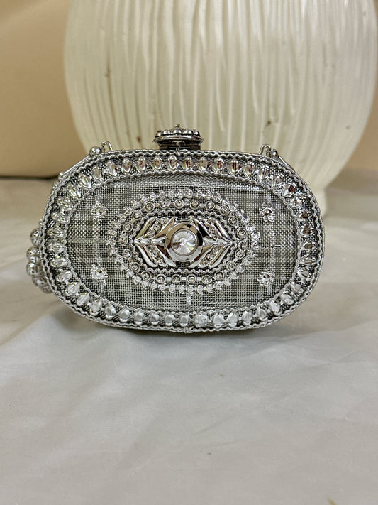AURENZA SILVER CLUTCH