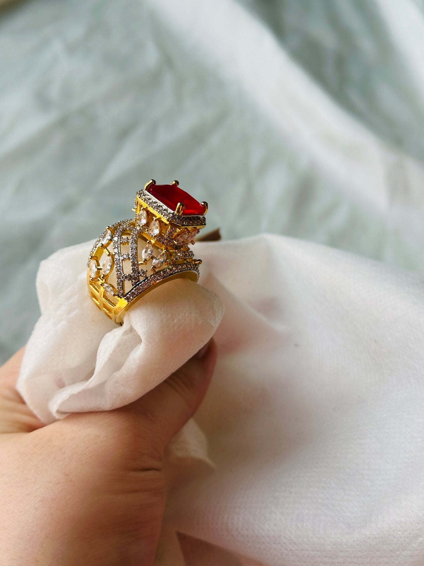 Red stone  rings premium quality  two size available (7,9)