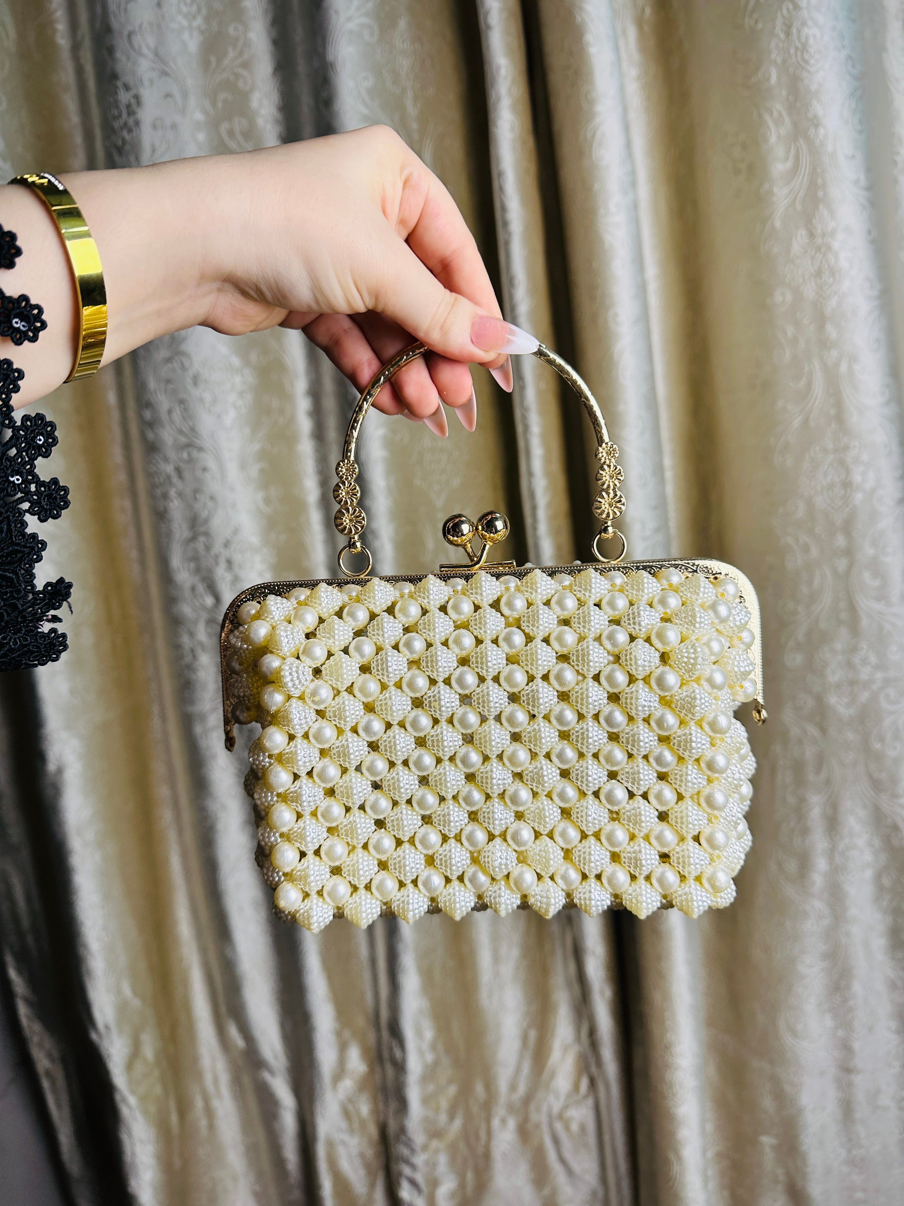 Pearl Grace Top Handle Clutch