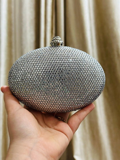 Luxe Crystal Oval Clutch