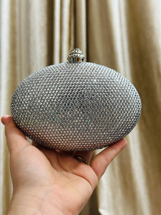 Luxe Crystal Oval Clutch