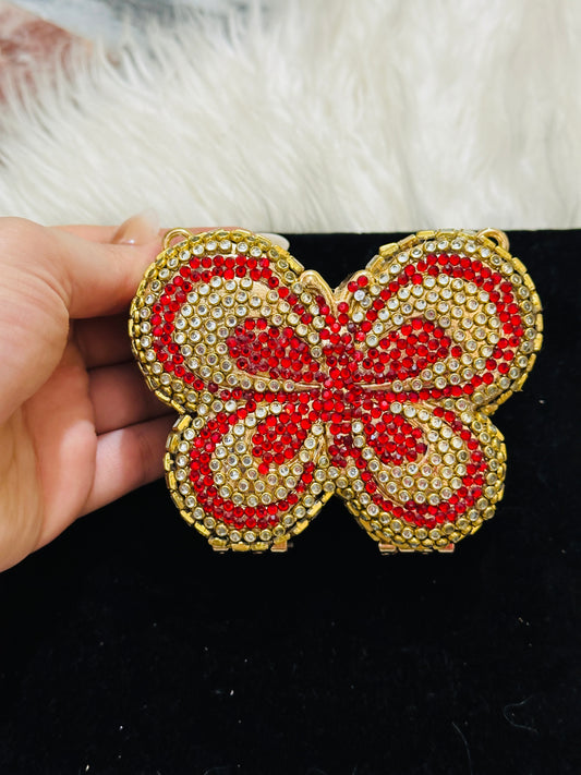 Glam Bloom butterfly Clutch( with pearl chain)