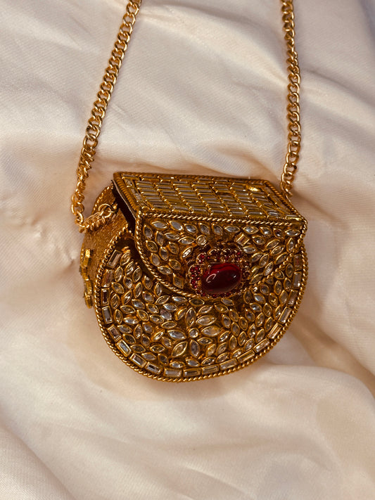 Golden red mini kundan