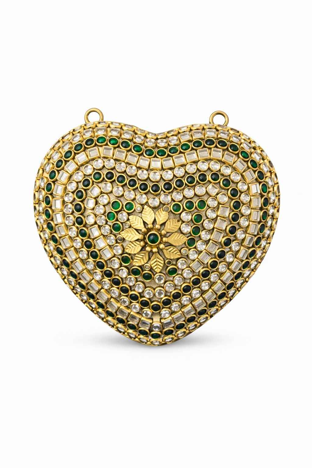 Mini kundan heart pearl chain
