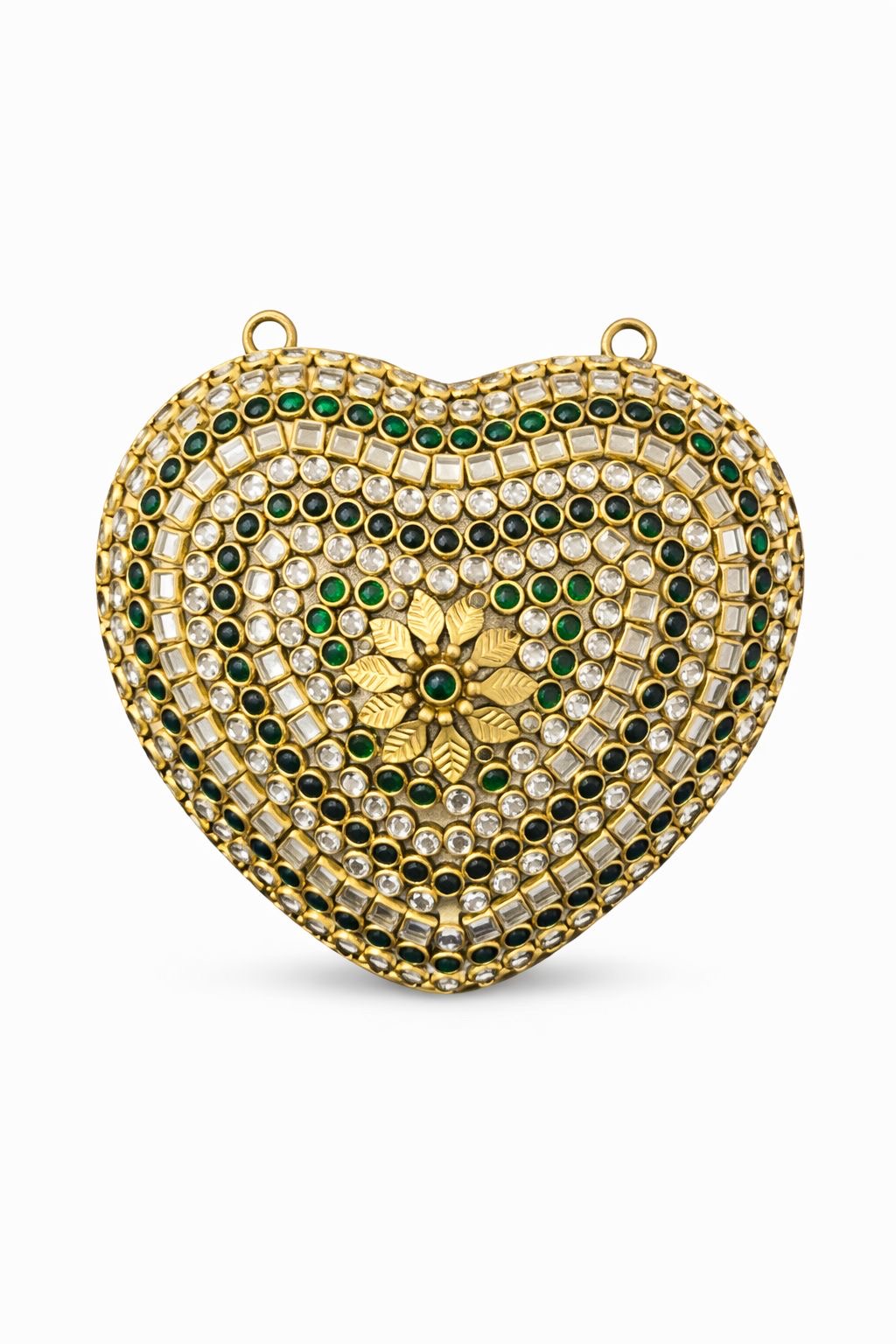 Mini kundan heart pearl chain