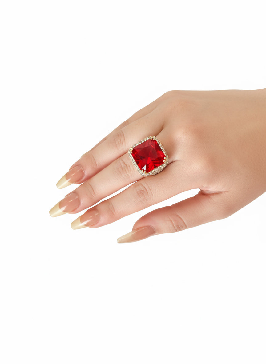 Red rings ( silver ) ( size 8 available)