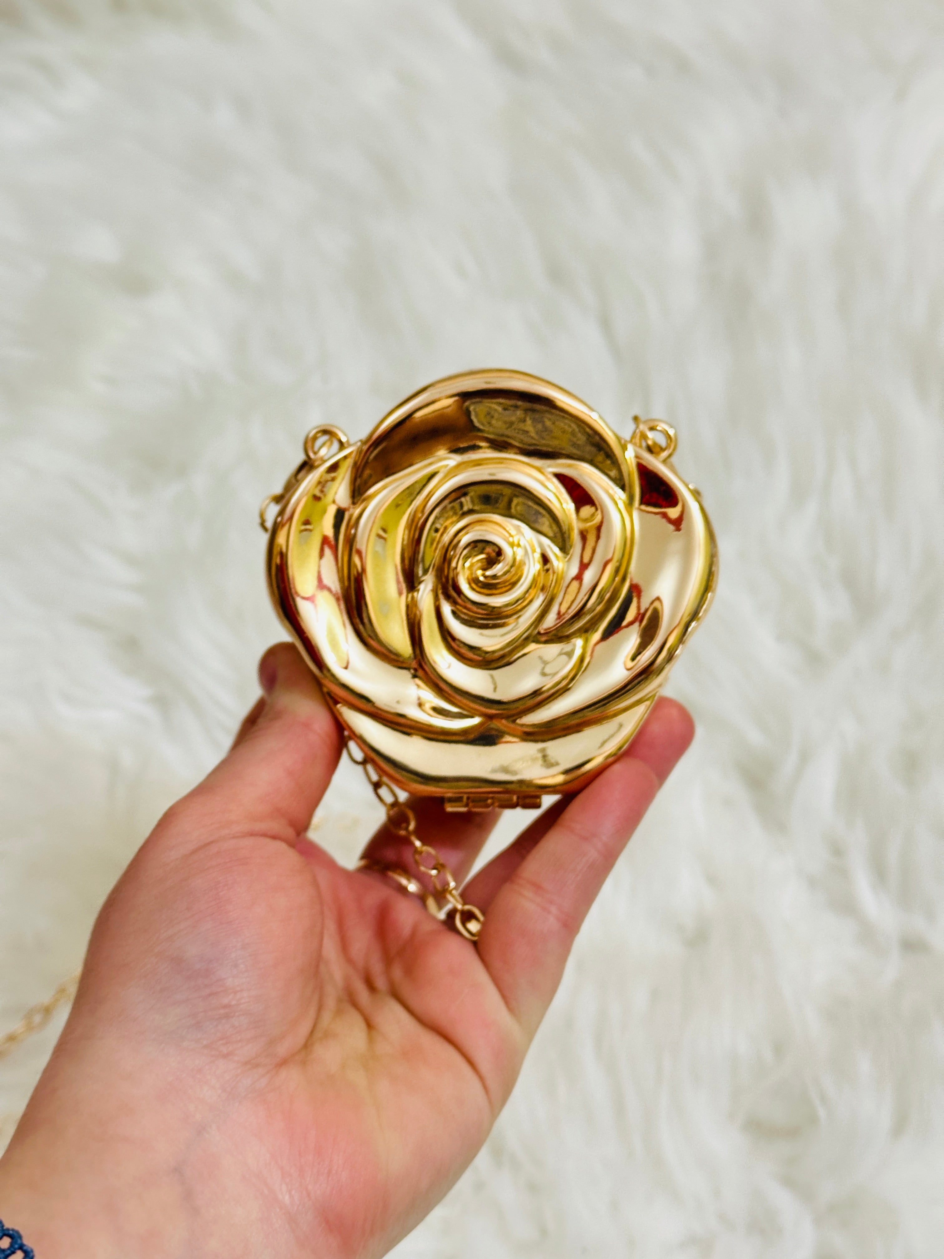 Golden metalic rose clutch mini