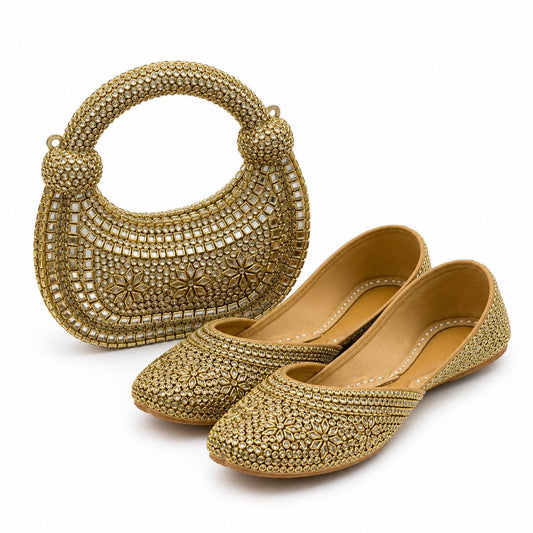 KUNDAN COMBO ( kundan clutch+ khussa)