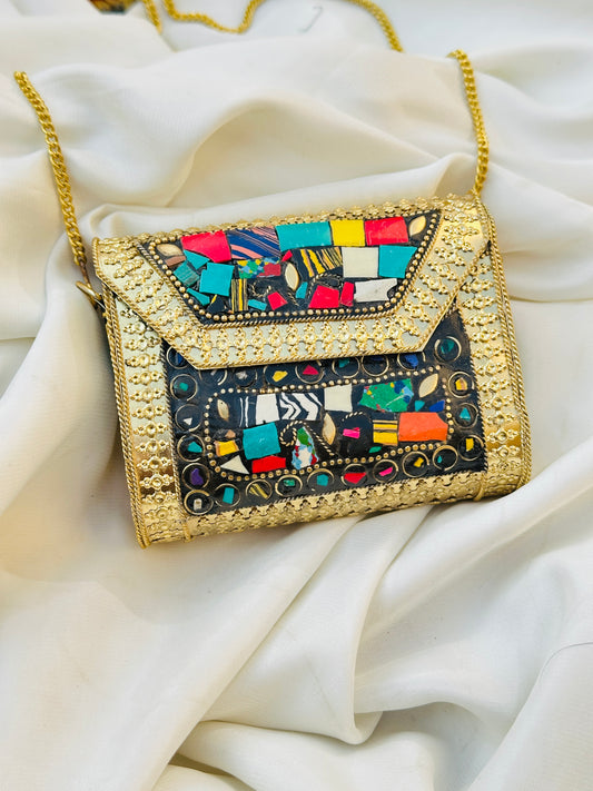 Golden mini size clutch
