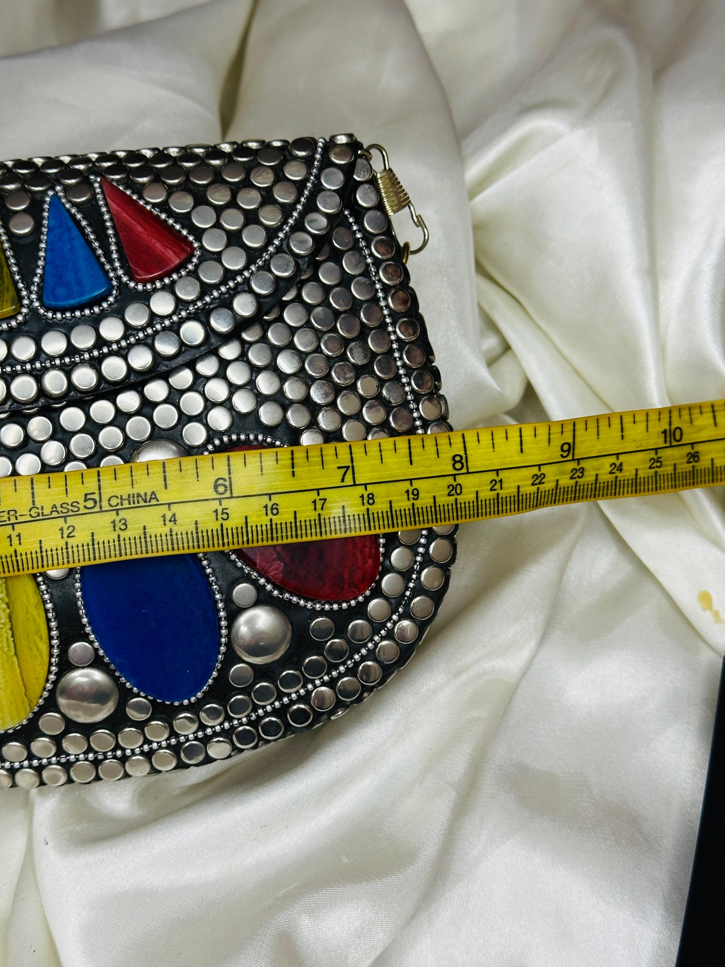 •	Handcrafted Colorburst Crescent Silver