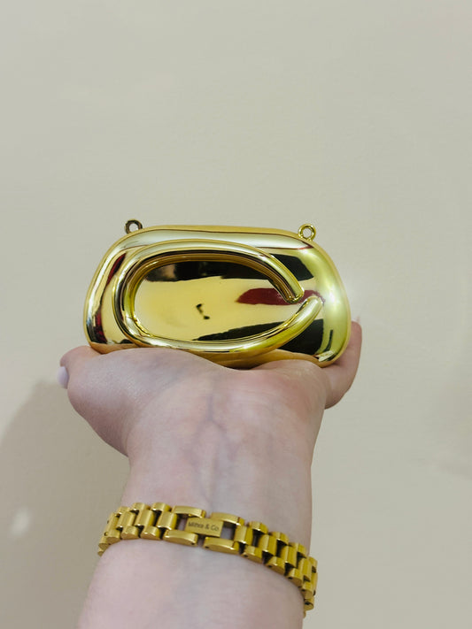 Mini marble golden clutch