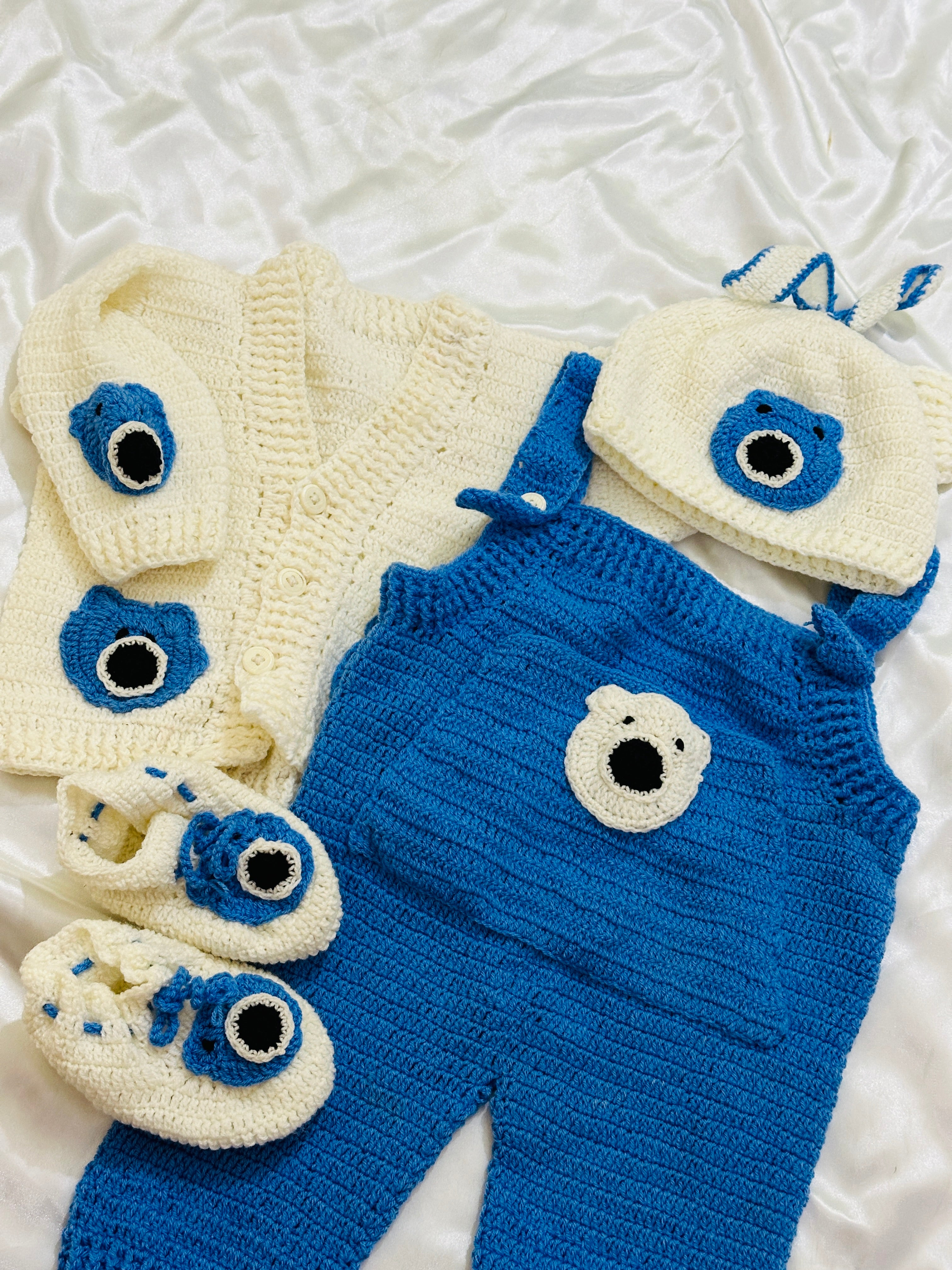 Blue white boys romper set