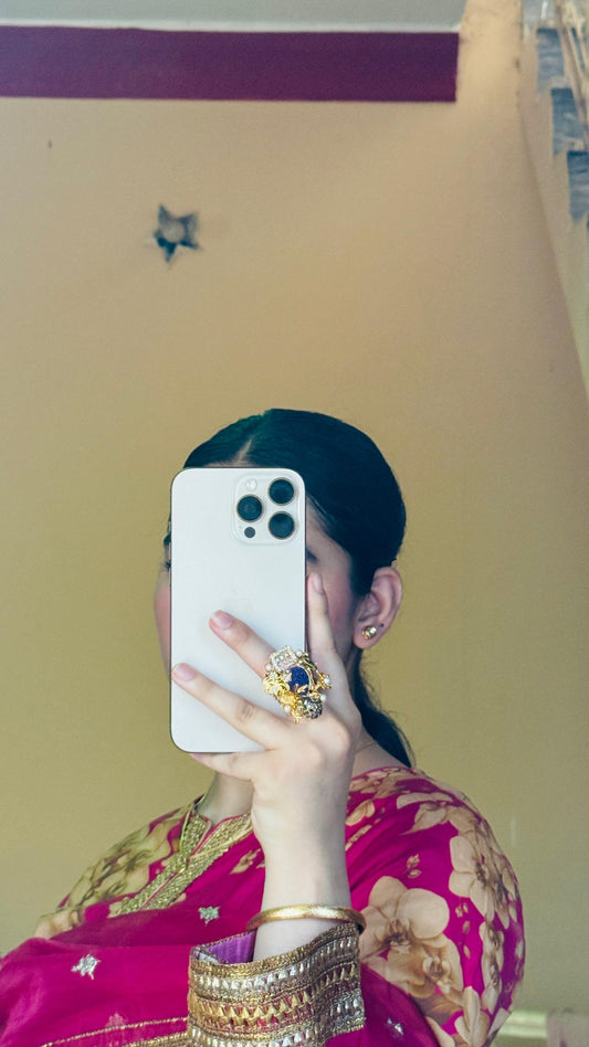 Purple kundan ring