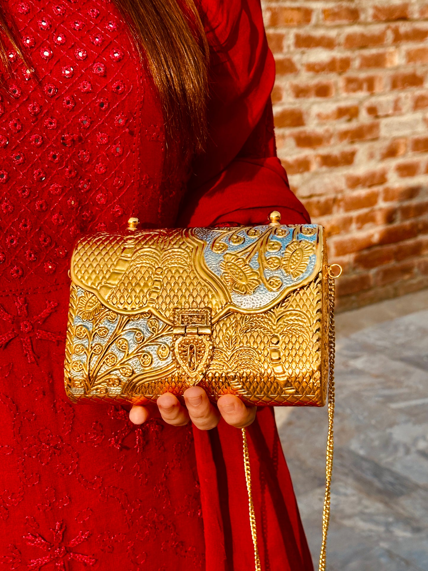 Golden brass hand purse (premium quality )