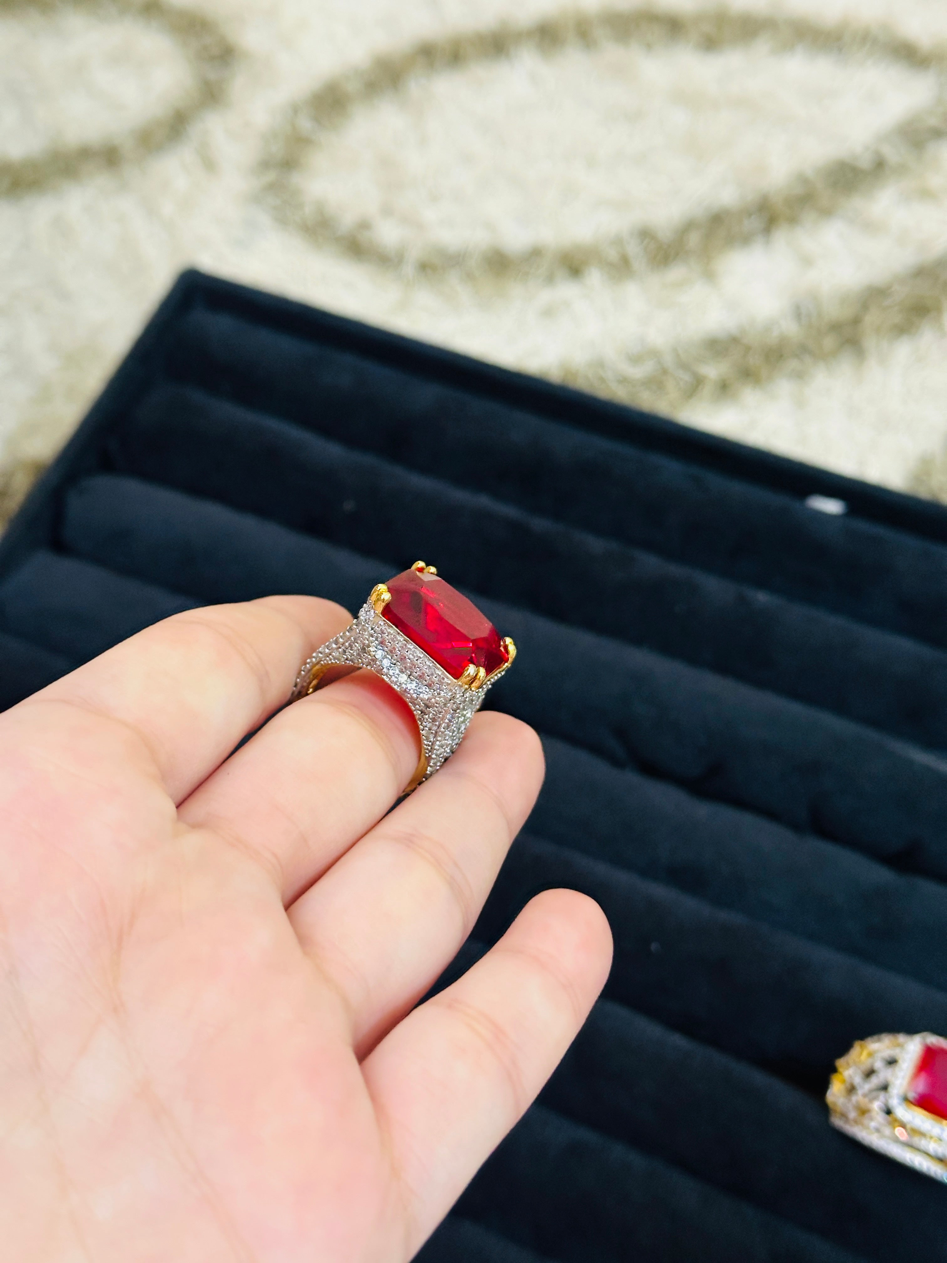 Red rings ( silver ) ( size 8 available)