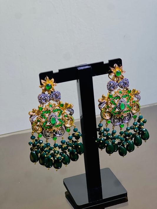Regal Emerald Chandelier Earrings